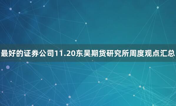 最好的证券公司11.20东吴期货研究所周度观点汇总